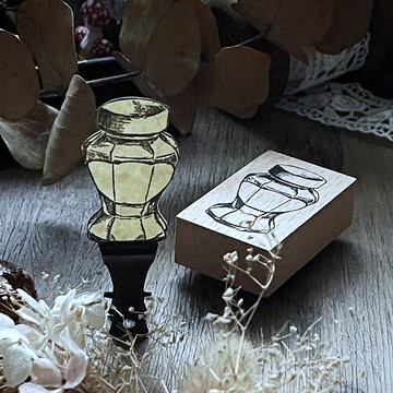 no.35 墨水瓶系列 玲瓏八角瓶 手繪復古木頭印章復刻版