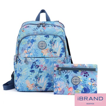 iBrand後背包 輕盈雙層防潑水大容量後背包-花叢物語