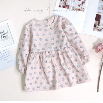日系氣質綁帶玫瑰花洋裝 秋冬童裝 女童洋裝 女童長袖 女童棉T 長袖洋裝 秋冬洋裝 長袖洋裝 洋裝