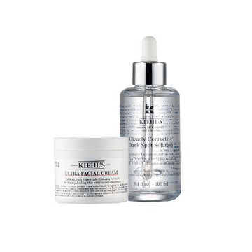 【Kiehl's契爾氏】水嫩透亮組-激光極淨白淡斑精華液100ml+冰河醣蛋白保濕霜125ml (國際航空版)
