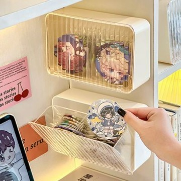 台灣出貨 吧唧穀子收納盒透明展示架掛牆壁掛式防塵盒吃穀人桌面防氧化大號