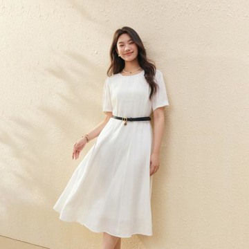 【清冷風垂感萊賽爾亞麻連衣裙】纖莉秀大碼女裝胖mm2025夏裝新款