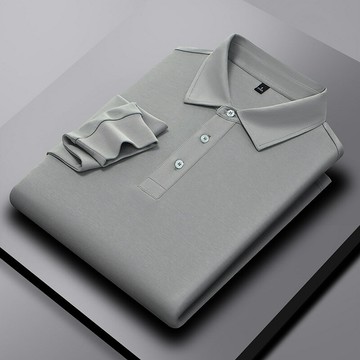 【新款熱賣】男裝長袖純色POLO衫休閑簡約體恤合體長袖恤翻領純色打底衫