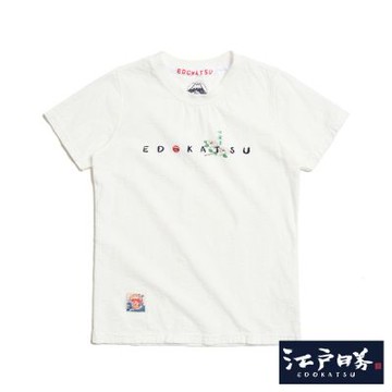 江戶勝 女裝 經典山茶花秀氣短袖T恤-米白色