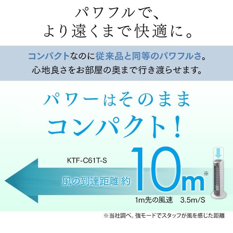 扇風機 タワー型扇風機 おしゃれ タワーファン アイリスオーヤマ コンパクト 省スペース タワー型 首振り KTF-C61TS 新生活[B] |  LINEブランドカタログ