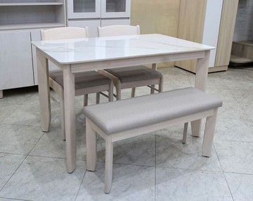 【歐風別館】象印北歐風四尺洗白色實木岩板餐桌【基隆至台中免運費】