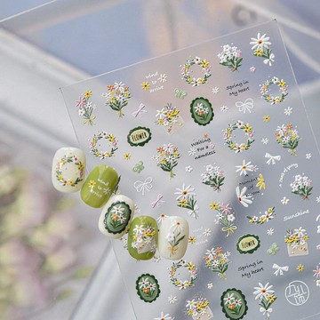 ✨臺灣出貨✨春夏季小清新花朵美甲貼紙莫奈花園指甲貼彩色防水ccd手機殼貼紙