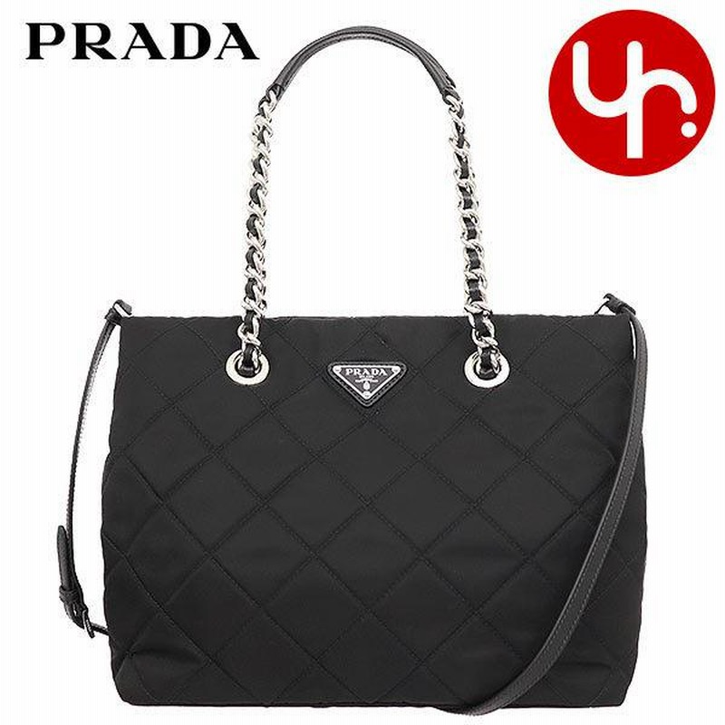 プラダ PRADA バッグ トートバッグ 1BG740 2AS3 OOO ネロ テスート キルティング ナイロン トライアングル ロゴ チェーン  レディース | LINEブランドカタログ