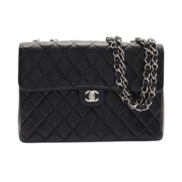 CHANEL 香奈兒 黑色 菱格紋 羊皮 Jumbo 30 Classic Flap 鍊帶 肩背包 【二手名牌BRAND OFF】