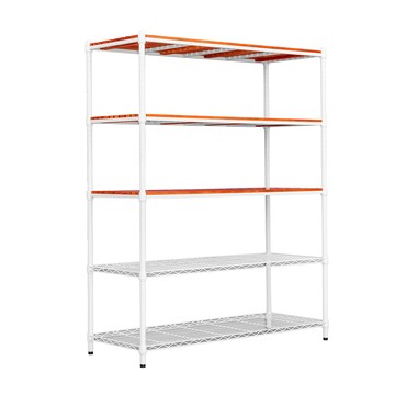 【dayneeds】松木 120x45x150cm 烤漆五層架 白框+柚木色板