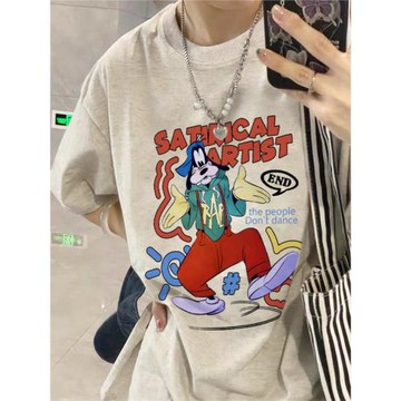 正肩純棉夏季卡通設計感短袖t恤