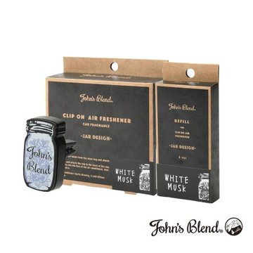 日本John’s Blend 車用夾式造型擴香盒+補充包(3枚/盒)