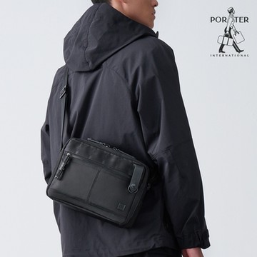 PORTER INTERNATIONAL - 自信經典NEW HEAT雙層斜背包 - 全黑