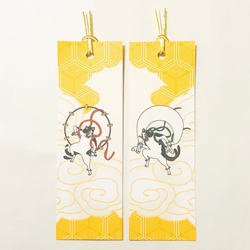 風神雷神貓妖 書籤組 綁繩 閱讀 書本 日本 和風 貓 妖怪