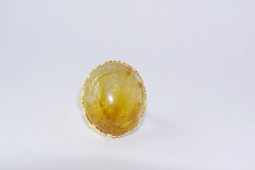 29克拉純正金絲瑪瑙戒指，925純銀鍍金戒台，尺寸60
