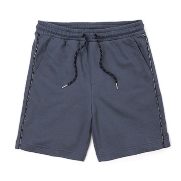 Calvin Klein 經典彈性繩CK文字設計運動休閒短棉褲-深藍色