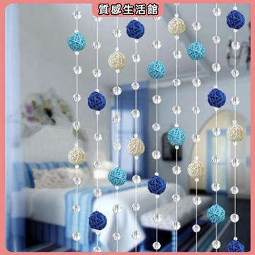 新款北歐門簾水晶臥室少女藤球珠簾玄關客餐廳隔斷過道裝飾半掛簾 居家裝飾 質感生活館