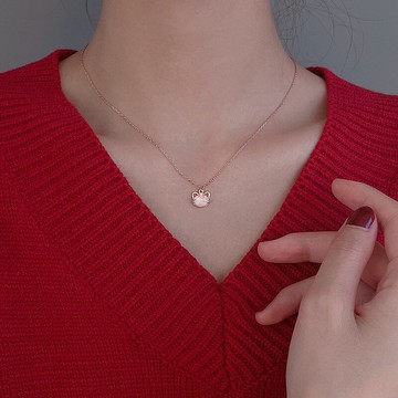 新款 小老虎項鏈女年潮新年過年本命年生肖吊墜毛衣鏈子鎖骨