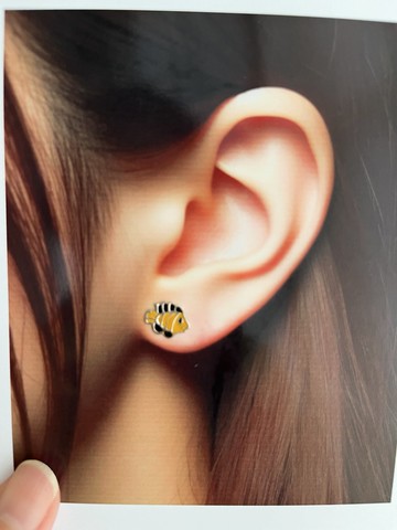 可愛禮物造型 piccole orecchie a bottone in argento sterling 925 con pesciolini Nemo gialli