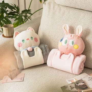 O'Pretty 歐沛媞 舒適萌萌貓/可愛兔超柔午睡枕-兩款可選
