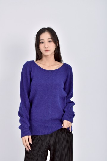 加購優惠(M) 質感針織長袖藍色毛衣