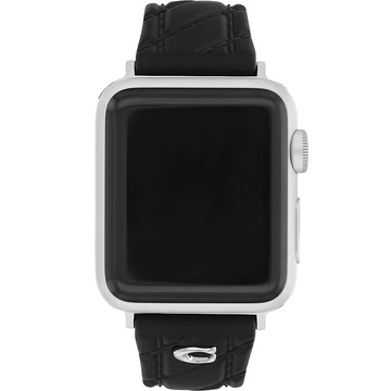 COACH Apple Watch 錶帶 38/40/41mm適用 黑色菱格紋矽膠錶帶 (不含手錶)