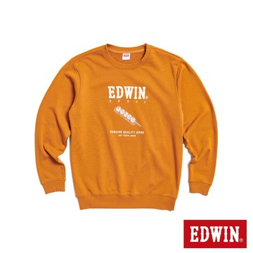 EDWIN 男女款 東京散策系列 美味糰子厚長袖T恤(黃褐色)