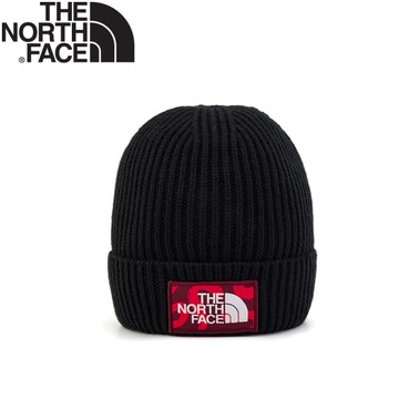 【The North Face LOGO 針織保暖帽《黑紅》】3FJX/登山帽/毛帽/針織帽/保暖帽