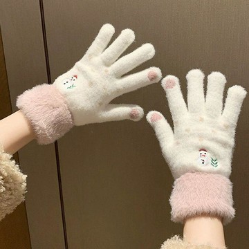 冬季棉手套🔥女生可愛騎行保暖手套 加絨加厚防寒手套 學生毛線觸控手套 秋冬騎車手套 女生冬天手套 冬季觸控手套