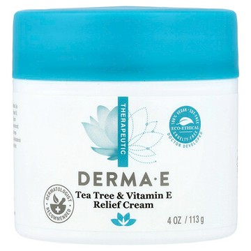 DERMA E, 茶樹和維生素 E 舒緩霜，4 盎司（113 克）