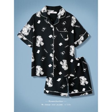 史努比情侶睡衣女士夏季短袖純棉2025新款薄款春秋男款家居服套裝