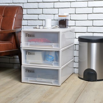 日本天馬 日本製 Fits 39面寬單層抽屜收納箱-高18CM-3入