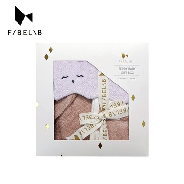丹麥【Fabelab】沐浴禮盒3件組(兒童浴巾+手套+安撫巾)-玫瑰粉兔