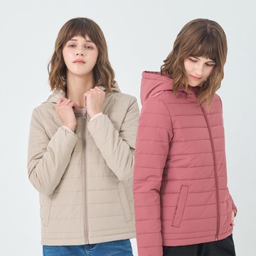 GIORDANO 女裝連帽外套 E-care輕暖系列 - 09 標誌黑
