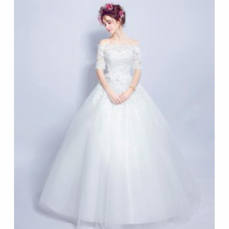 ウエディングドレス Wedding Dress 2020春新作品 ブライダル 結婚式 花嫁衣装 プリンセスラインドレス オフショルダー 華やか補整花柄 ロ 通販 Lineポイント最大1 0 Get Lineショッピング