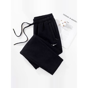 品牌2025新款秋冬加絨運動褲女純棉春秋款拉鏈大碼衛褲女直筒褲子