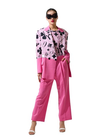 Pintuck Polyester Slacks [Pink]