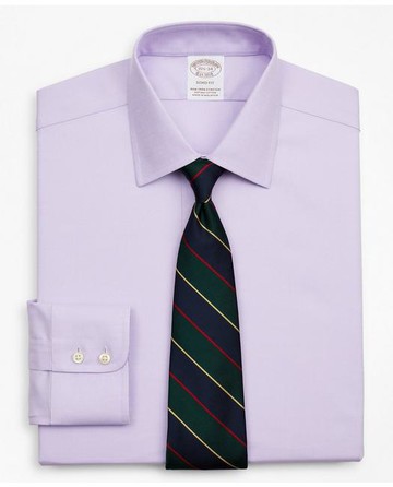 Brooks Brothers Men's Stretch Soho Extra-Slim-Fit Dress Shirt, Non-Iron Royal Oxford Ainsley Collar | Lavender | Size 17 37