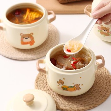 代發雙蓋提手陶瓷燉盅隔水燉家用燕窩一人食品級煨湯瓦罐湯小燉罐