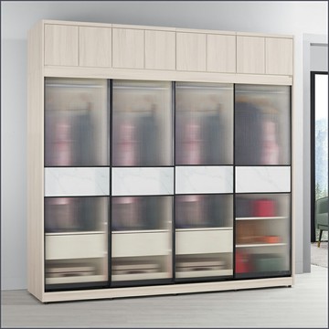 8尺被櫥式鋁框滑門(衣櫥+被櫃)二件式 收納衣櫃 玻璃門衣櫥【149A0372】Leader傢居館149-A210+A210+A210+A209