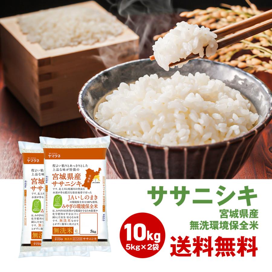 令和5年度 新米 お米 10kg 無洗米 ササニシキ 5kg 2袋セット 宮城 環境保全米 いしのまき 国産 日本産 白米
