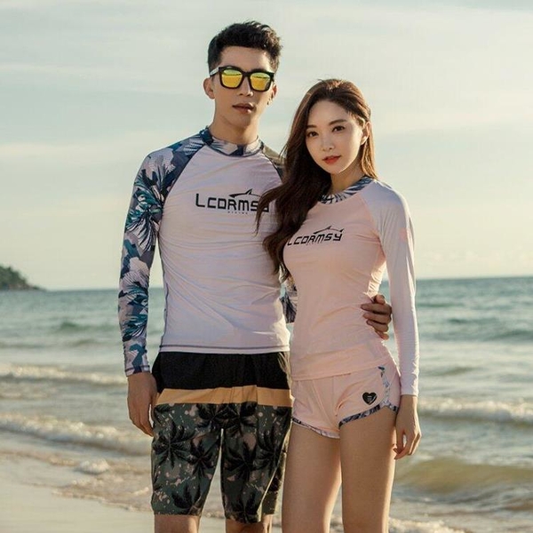 潛水服情侶長袖泳衣女分體水母衣防曬速干浮潛衣沖浪服男士套裝728