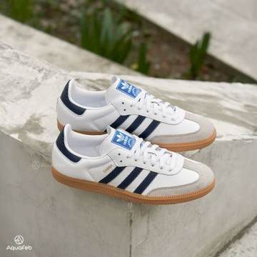 Adidas Samba OG 男鞋 女鞋 深藍白色 皮革 麂皮 復古 德訓 情侶 休閒鞋 IF3814