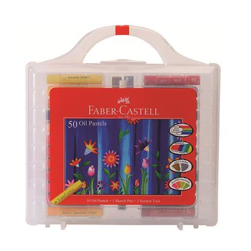 德國 Faber-Castell美術生指定用品 50色粗芯手提盒油性粉彩條組