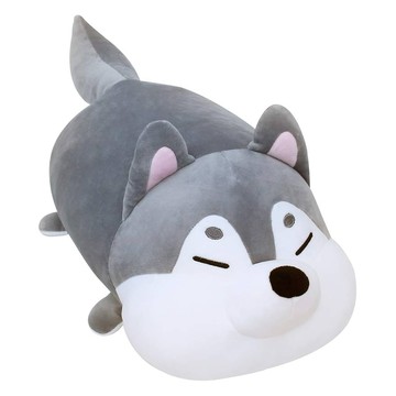mochi town 麻糬娃娃 狗狗 哈士奇 抱枕  1個  哈士奇 灰色 + 白色  180mm