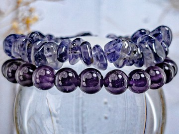 【招貴人水晶】高CP隨形堇青石/烏拉圭紫水晶 手串手鍊 一物一拍