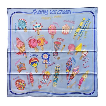HERMES 經典Funny Ice Cream 70冰淇淋印花絲質方巾/披巾(藍色)