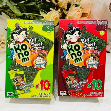 泰國 KONOMI 相撲手大薄片 脆海苔 原味/辣味 分享盒 10入 脆紫菜 烤海苔 相撲手 海苔片 相撲手海苔