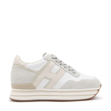 Hogan - White And Beige Leather Midi H222 Sneakers