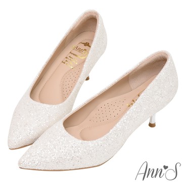 Ann’S璀璨時刻-電鍍雕花跟鞋尖頭婚鞋6cm-白